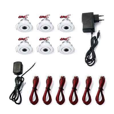 6pcs12-24V 3w led under cabinet lighting kits adjust rotating led spotlight